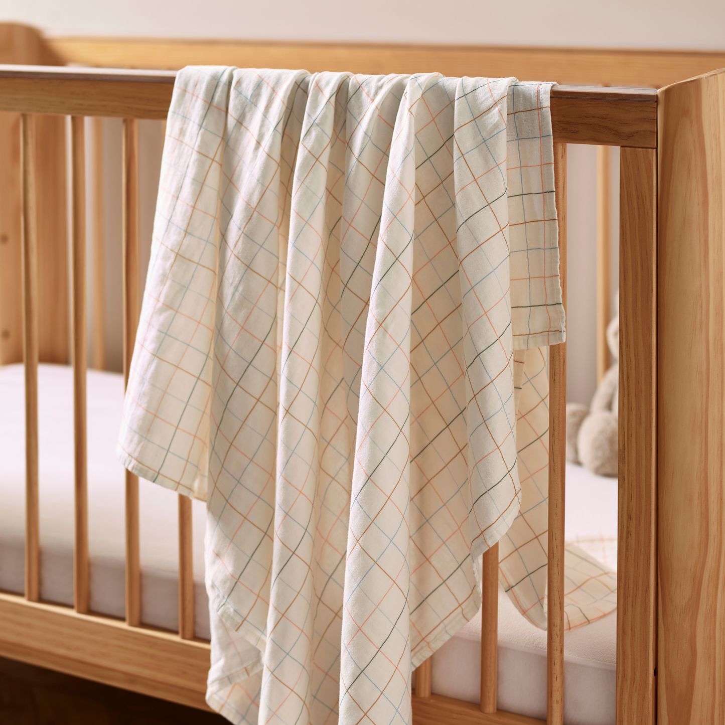Grid Organic Cotton Muslin Swaddle