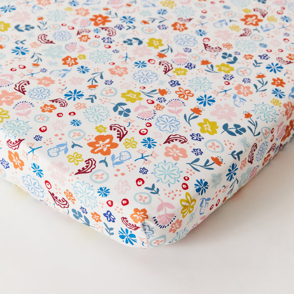 Floral Organic Cotton Fitted Sheet