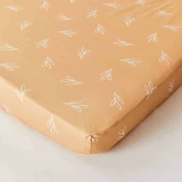 Olive Sprig Organic Cotton Fitted Sheet