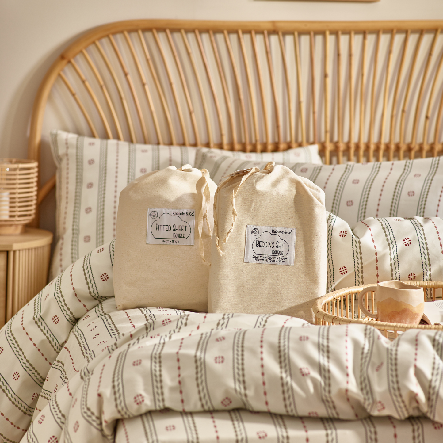 Ines Organic Cotton Duvet Cover Set – Olive