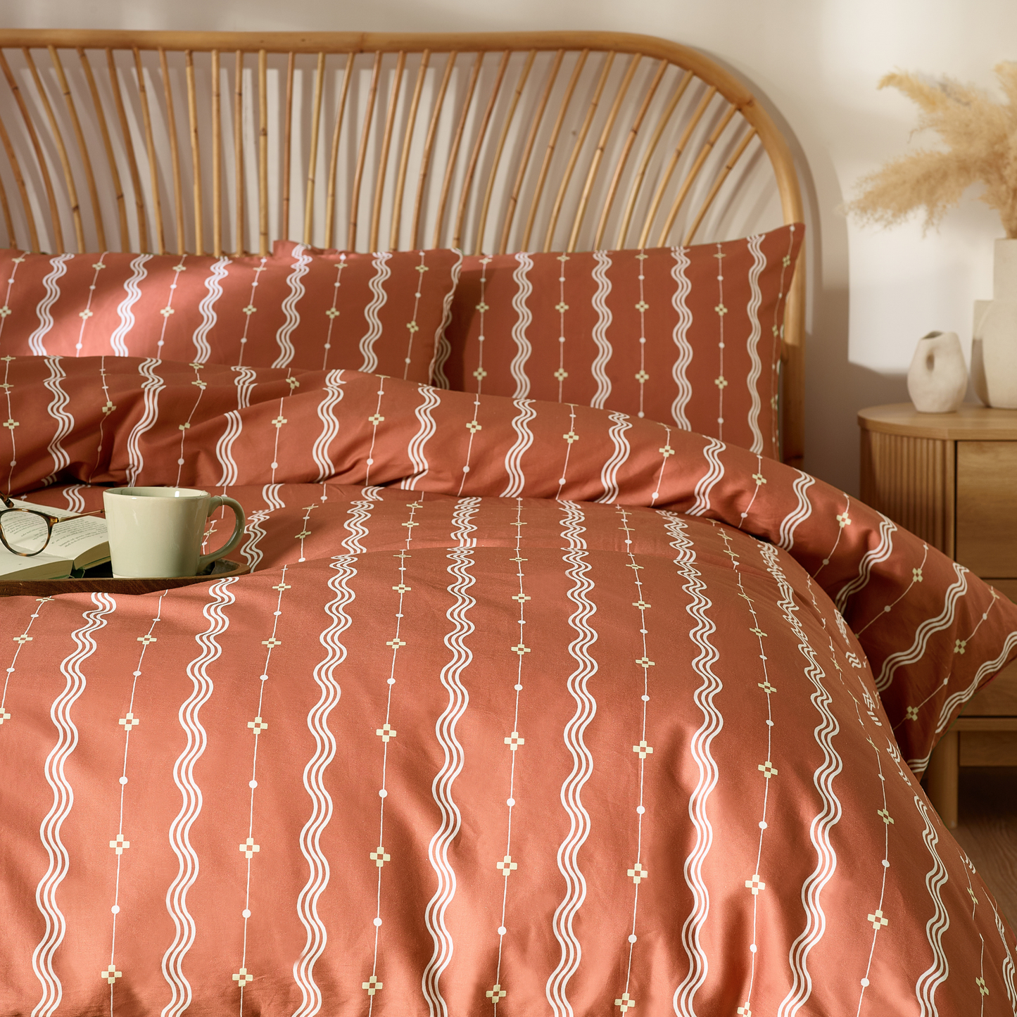 Mara Organic Cotton Duvet Cover Set – Rust